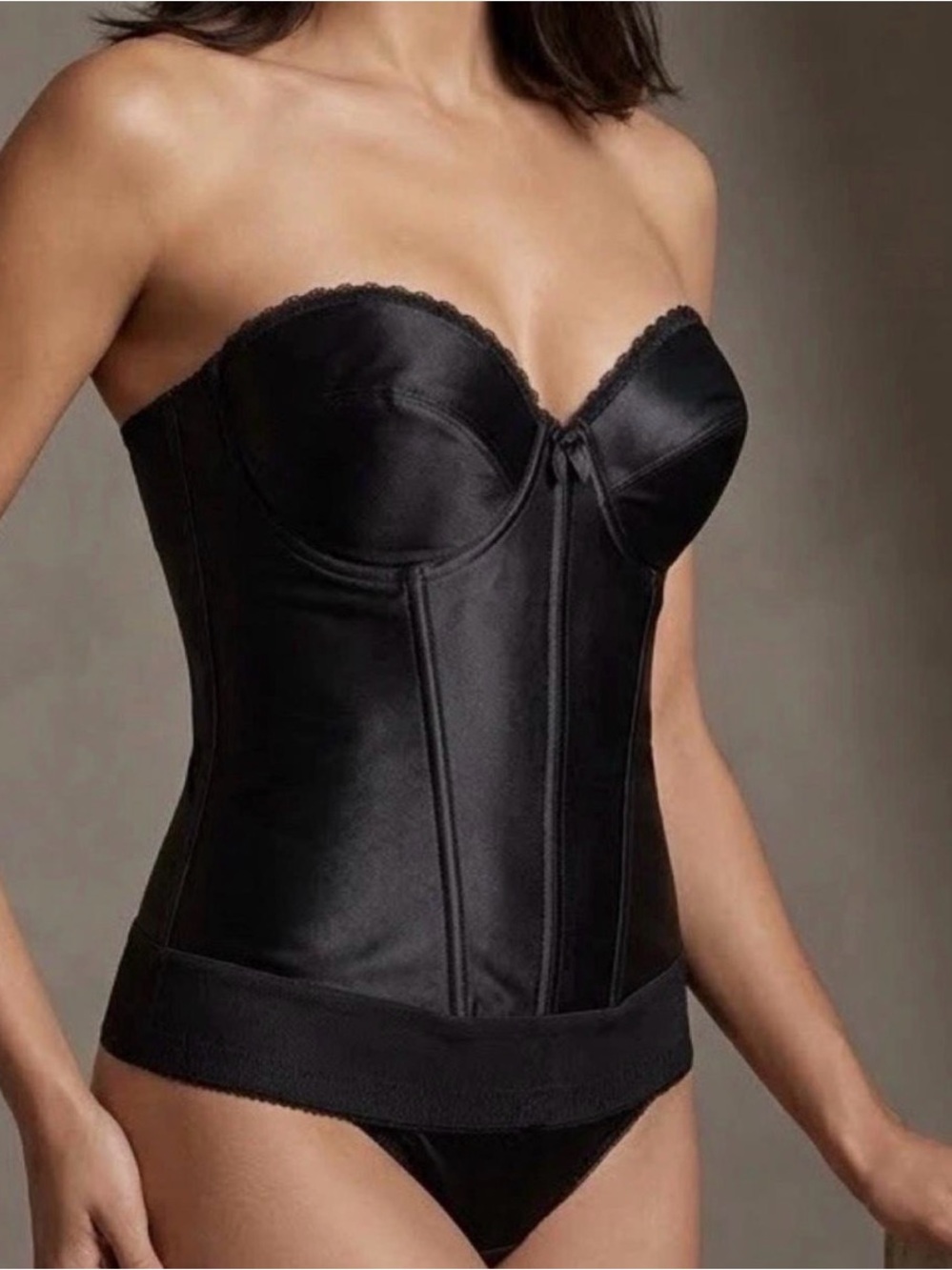 Vintage Classic Satin Boned Bustier Corset Rave Goth Grunge Feminine Sexy 34C